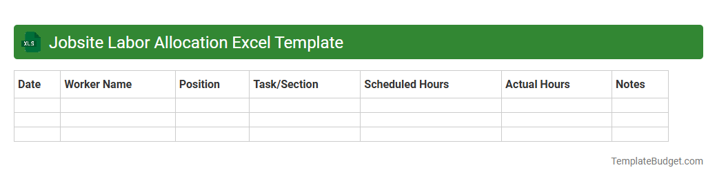 Jobsite Labor Allocation Excel Template