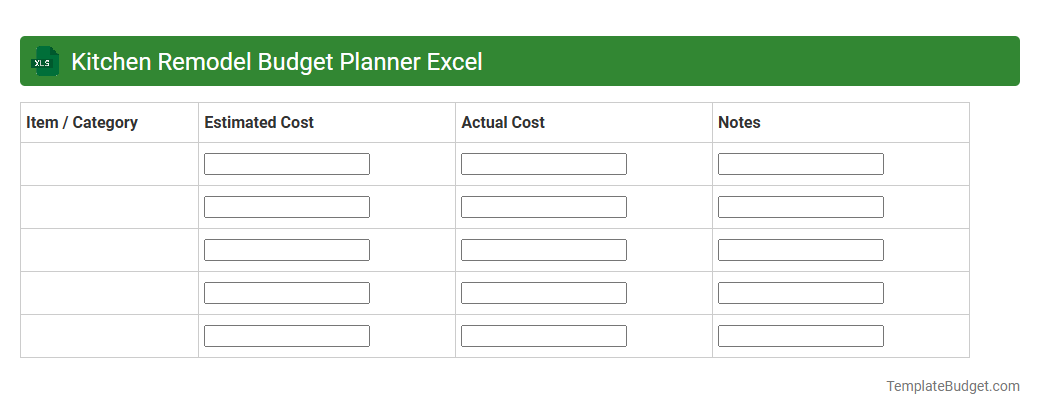 Kitchen Remodel Budget Planner Excel