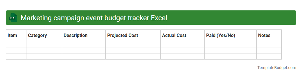 Marketing campaign event budget tracker Excel