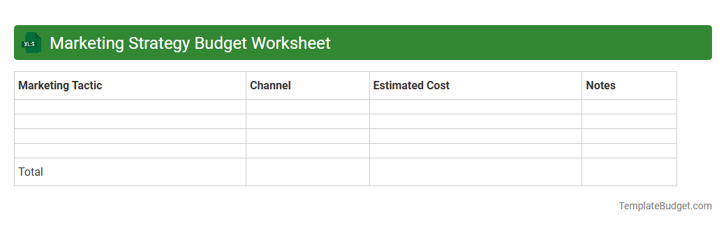 Marketing Strategy Budget Worksheet