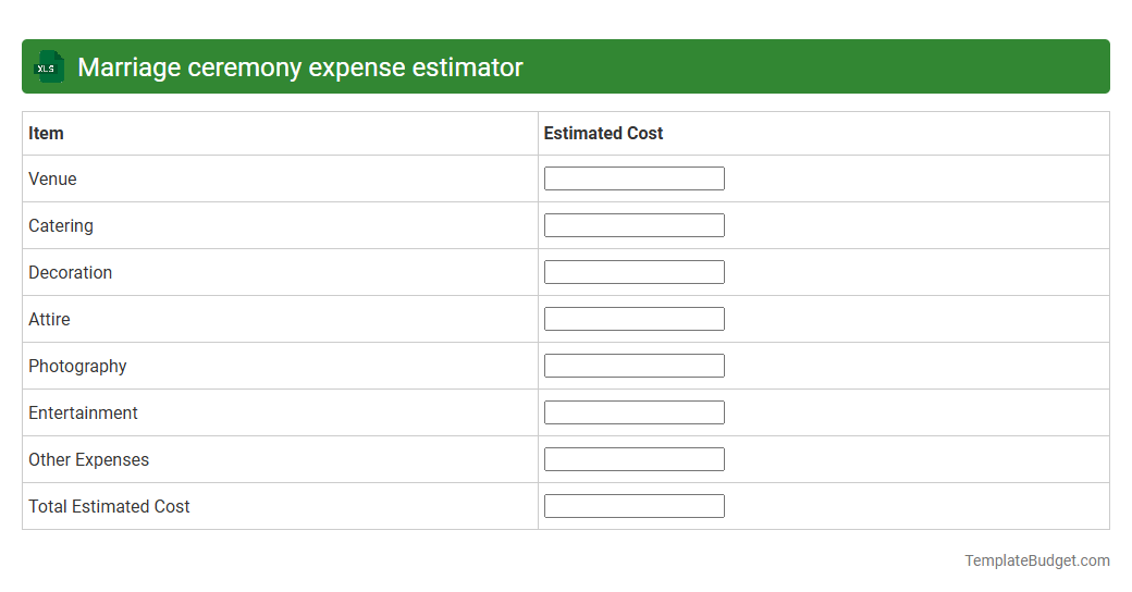 Marriage ceremony expense estimator