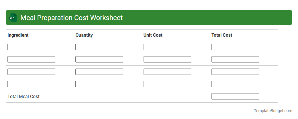 Meal Preparation Cost Worksheet