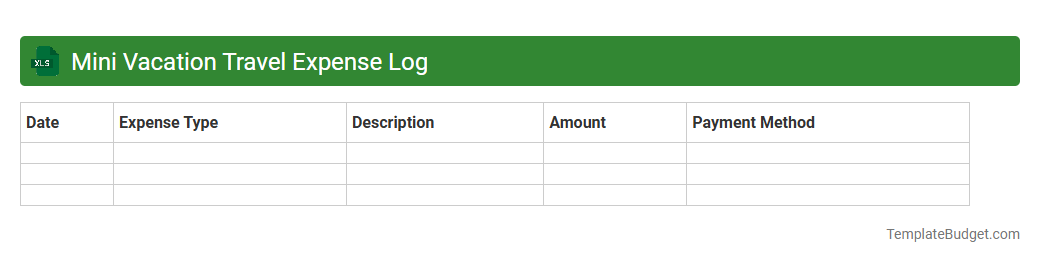Mini Vacation Travel Expense Log