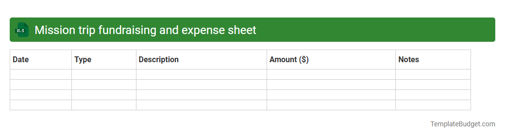 Mission trip fundraising and expense sheet
