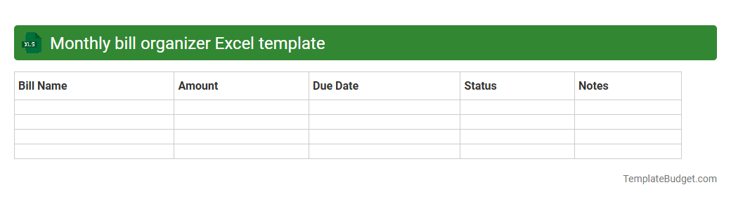 Monthly bill organizer Excel template