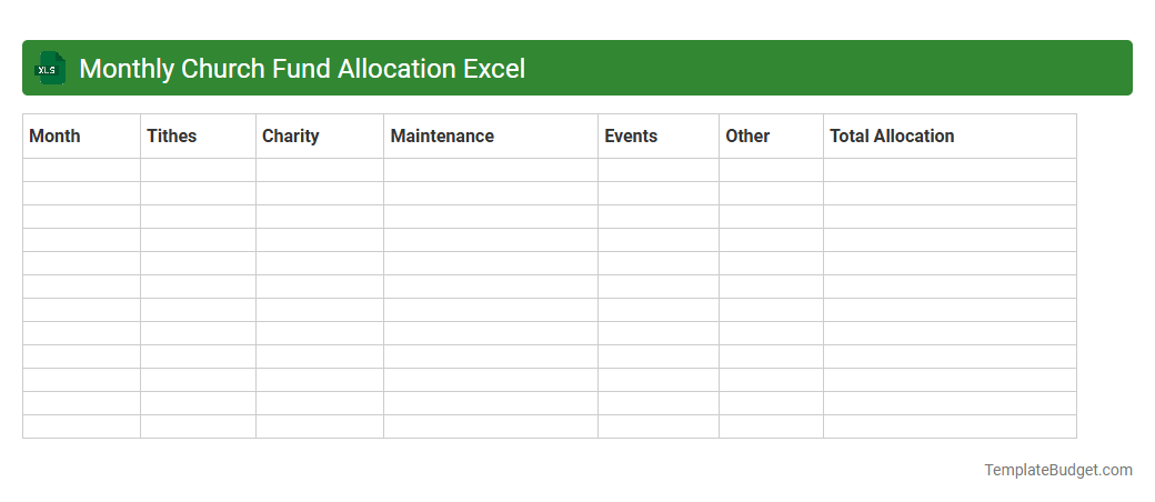 Monthly Church Fund Allocation Excel