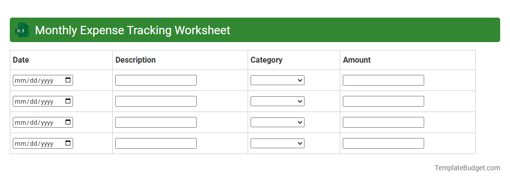Monthly Expense Tracking Worksheet
