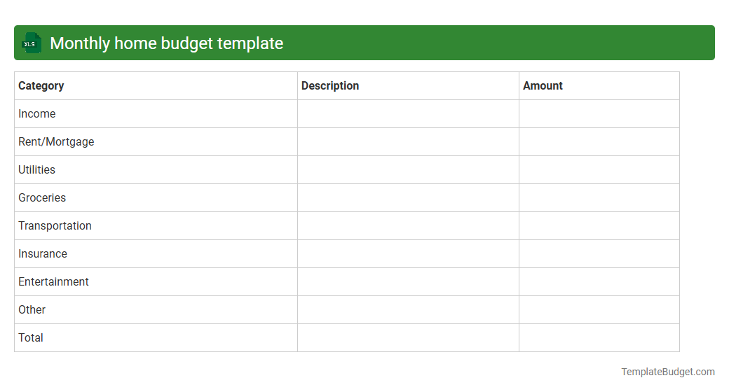 Monthly home budget template