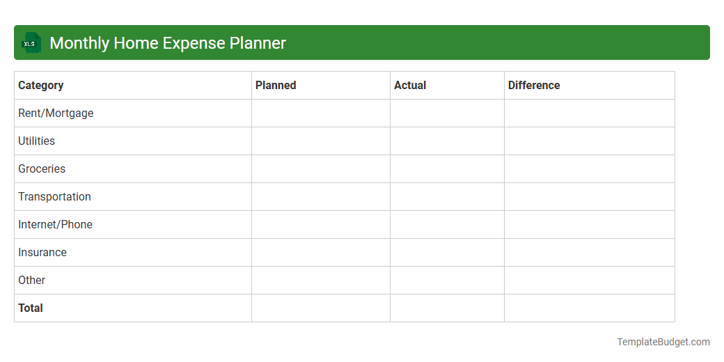 Monthly Home Expense Planner