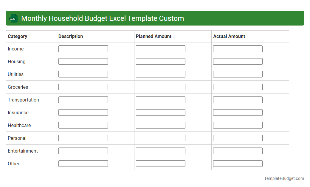 Monthly Household Budget Excel Template Custom