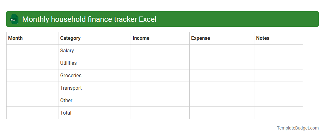 Monthly household finance tracker Excel