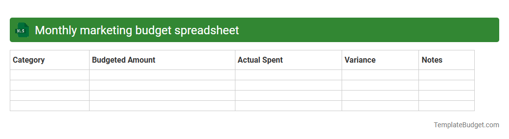 Monthly marketing budget spreadsheet