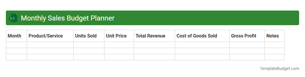 Monthly Sales Budget Planner
