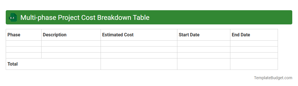 Multi-phase Project Cost Breakdown Table