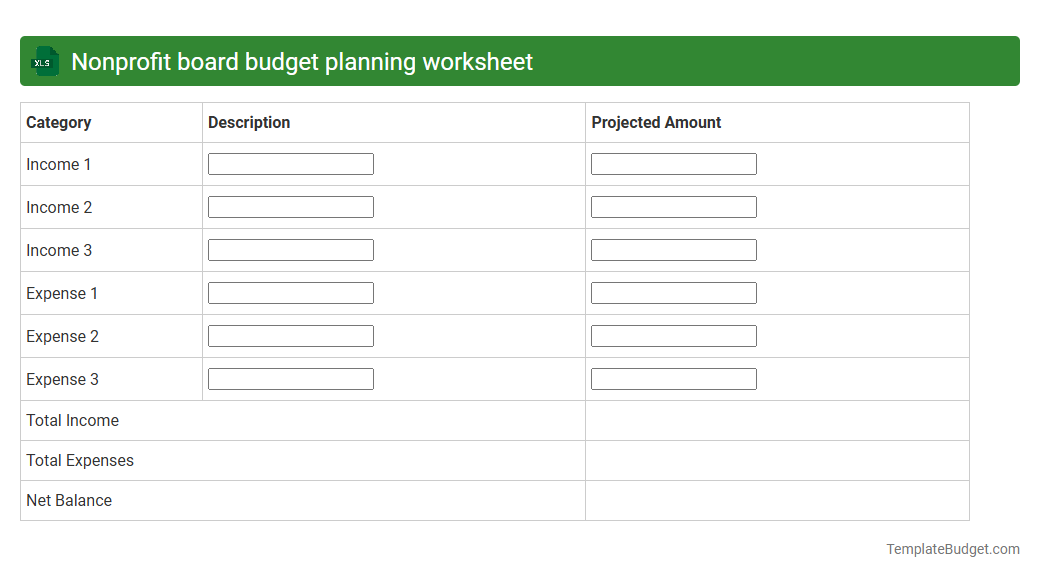 Nonprofit board budget planning worksheet