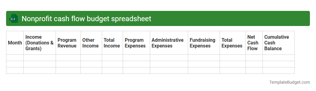 Nonprofit cash flow budget spreadsheet