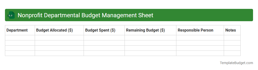 Nonprofit Departmental Budget Management Sheet