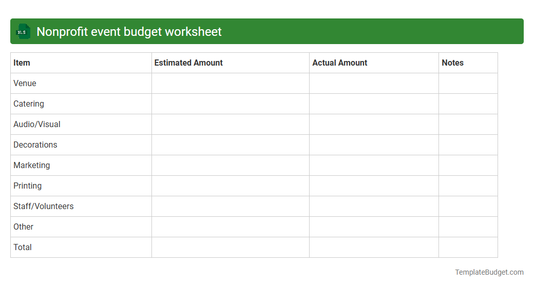 Nonprofit event budget worksheet