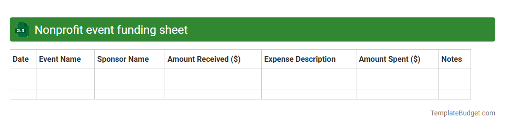 Nonprofit event funding sheet