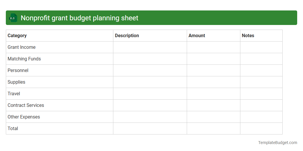 Nonprofit grant budget planning sheet