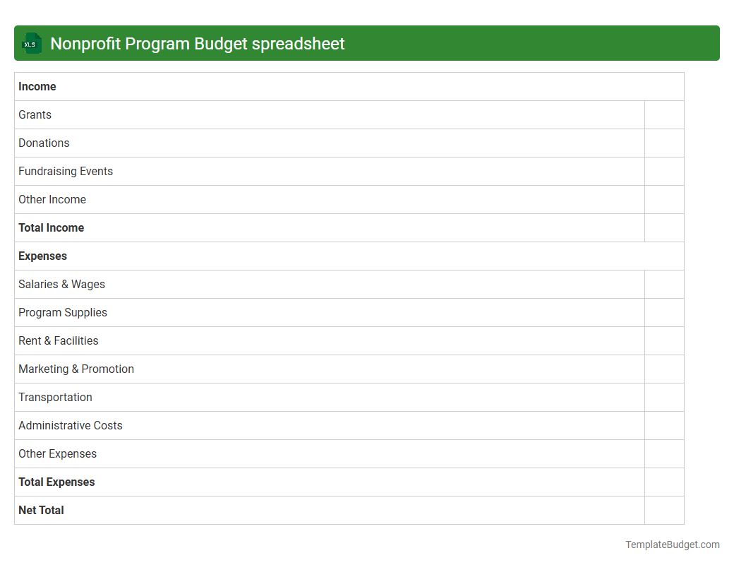 Nonprofit Program Budget spreadsheet