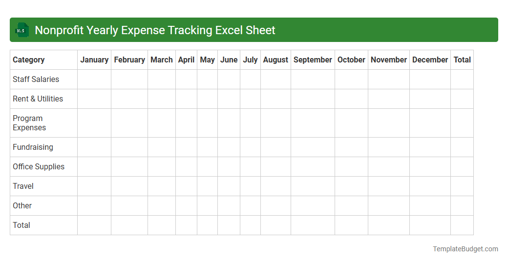 Nonprofit Yearly Expense Tracking Excel Sheet