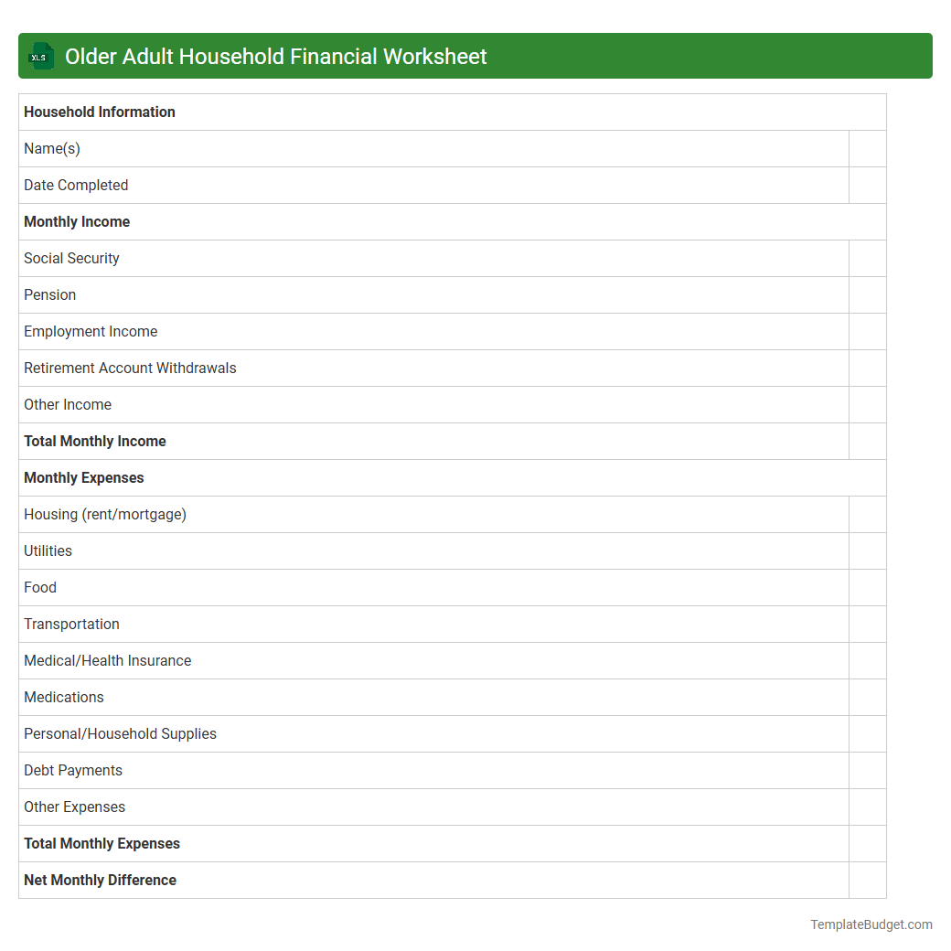Older Adult Household Financial Worksheet