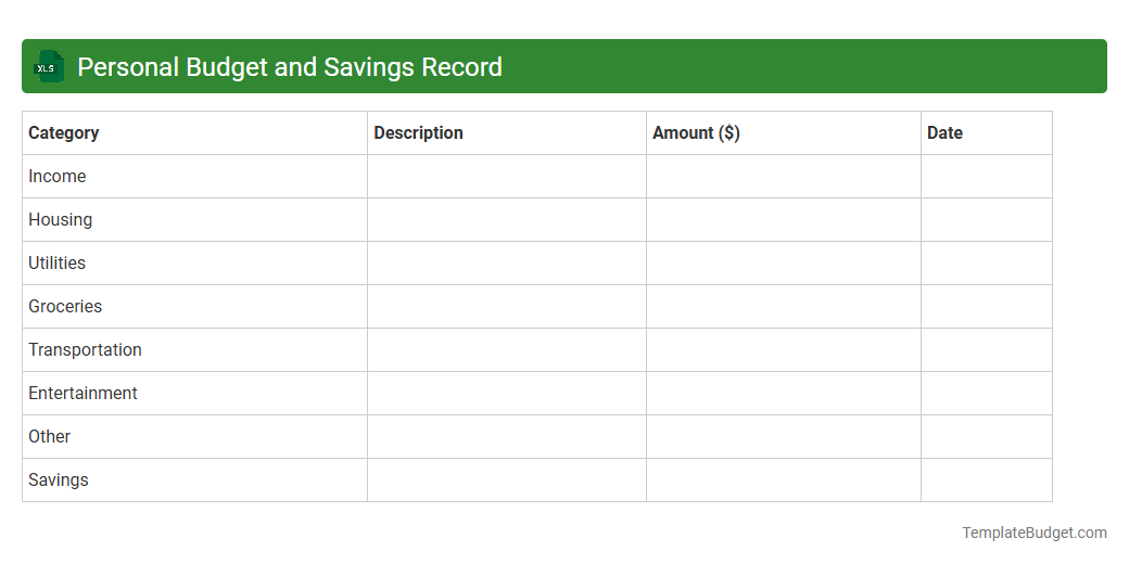 Personal Budget and Savings Record