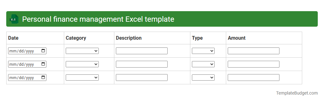 Personal finance management Excel template