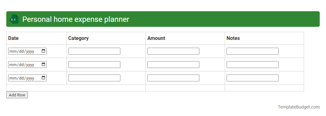Personal home expense planner