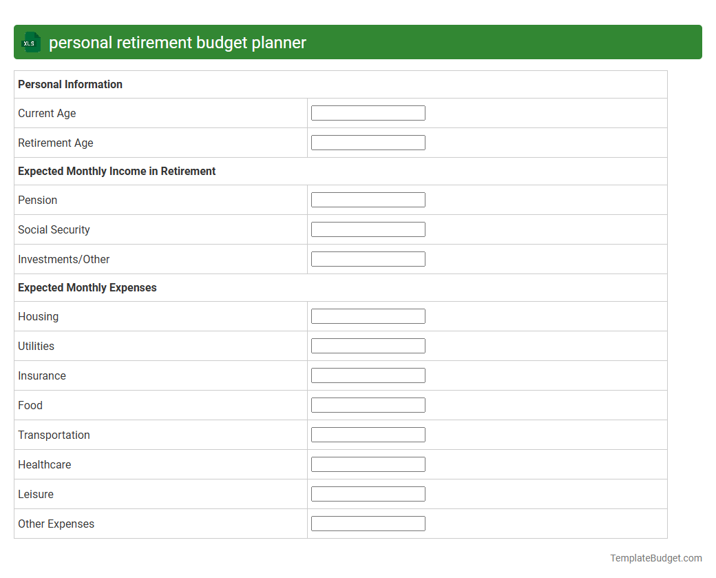 personal retirement budget planner