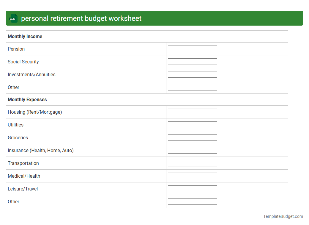 personal retirement budget worksheet
