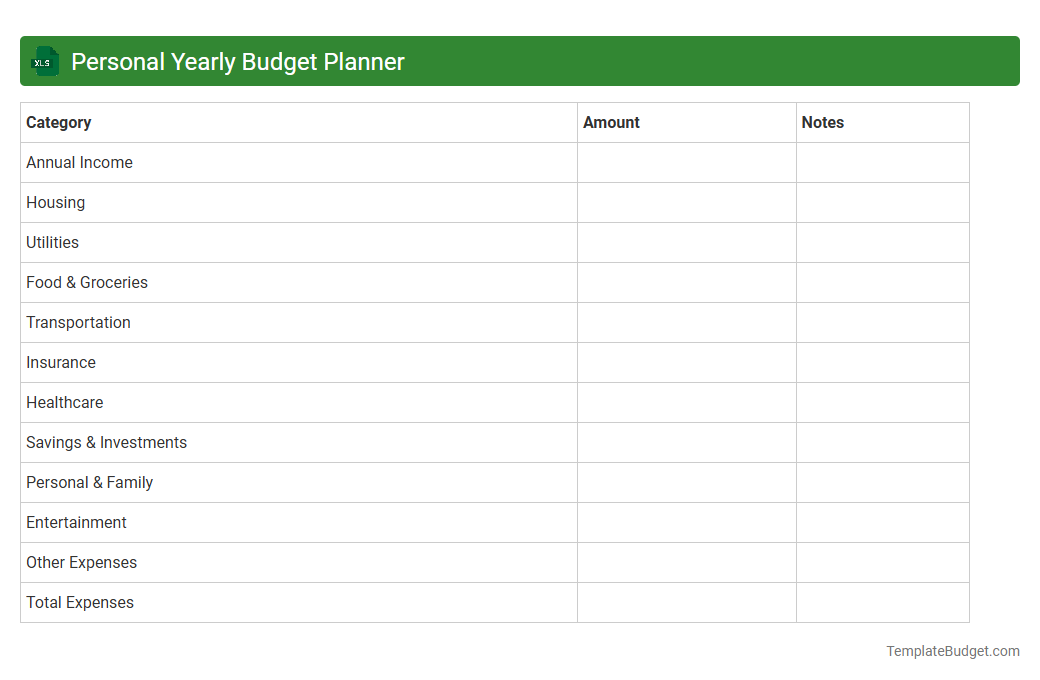 Personal Yearly Budget Planner