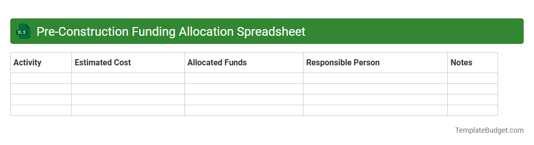 Pre-Construction Funding Allocation Spreadsheet