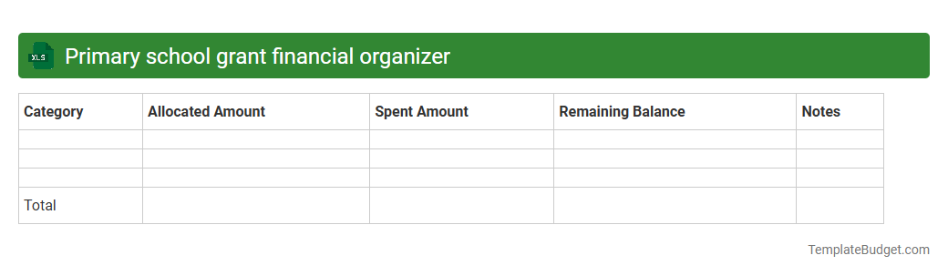 Primary school grant financial organizer