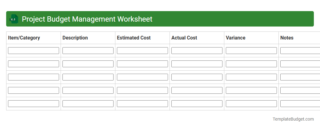 Project Budget Management Worksheet