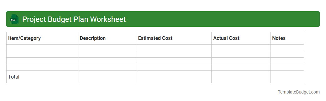 Project Budget Plan Worksheet