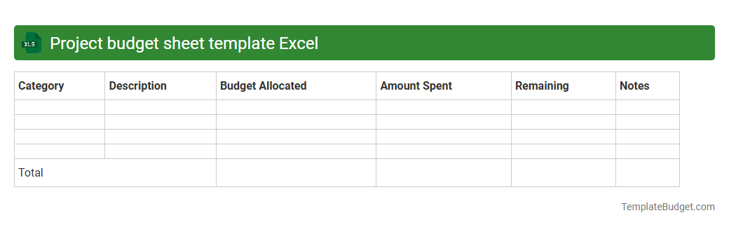 Project budget sheet template Excel