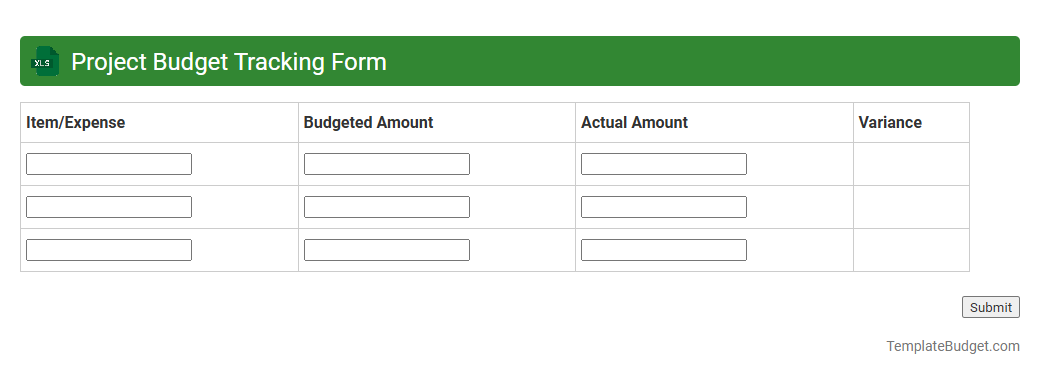Project Budget Tracking Form