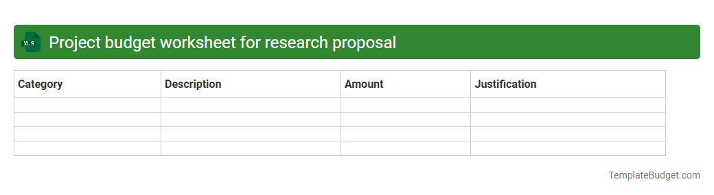 Project budget worksheet for research proposal