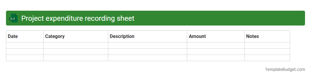 Project expenditure recording sheet