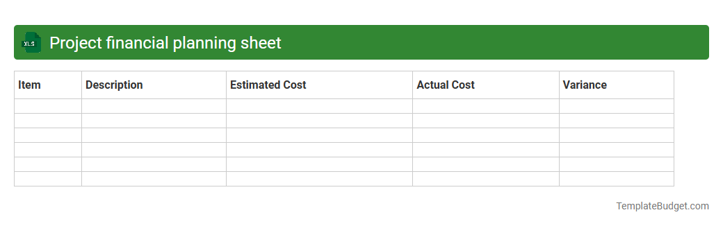 Project financial planning sheet