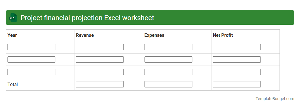 Project financial projection Excel worksheet