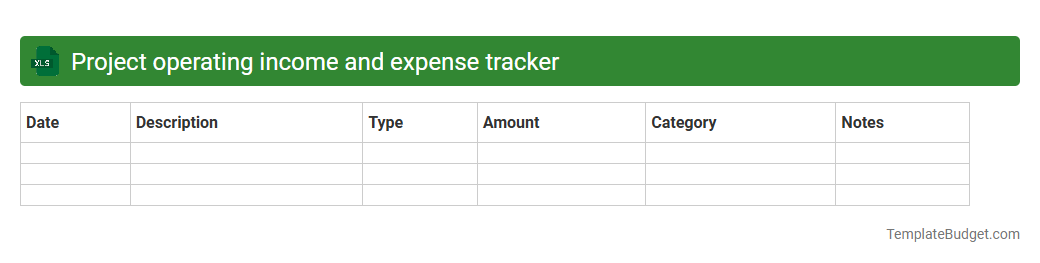 Project operating income and expense tracker