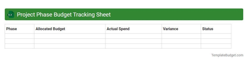 Project Phase Budget Tracking Sheet