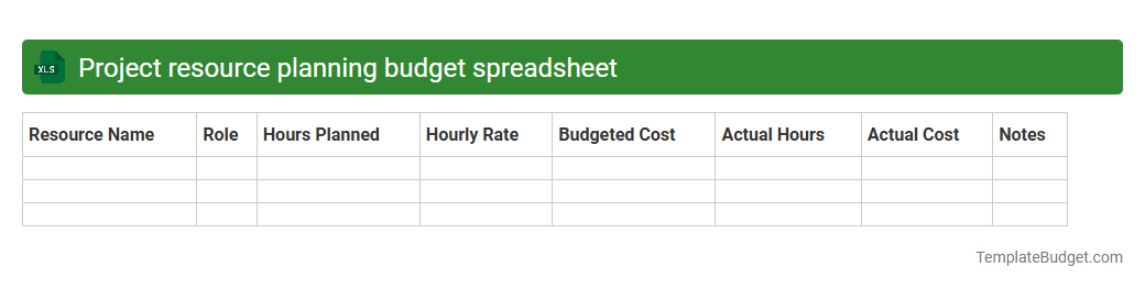 Project resource planning budget spreadsheet