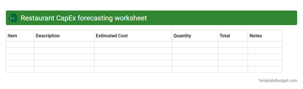 Restaurant CapEx forecasting worksheet