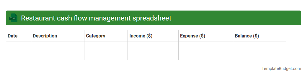 Restaurant cash flow management spreadsheet