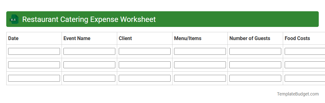 Restaurant Catering Expense Worksheet