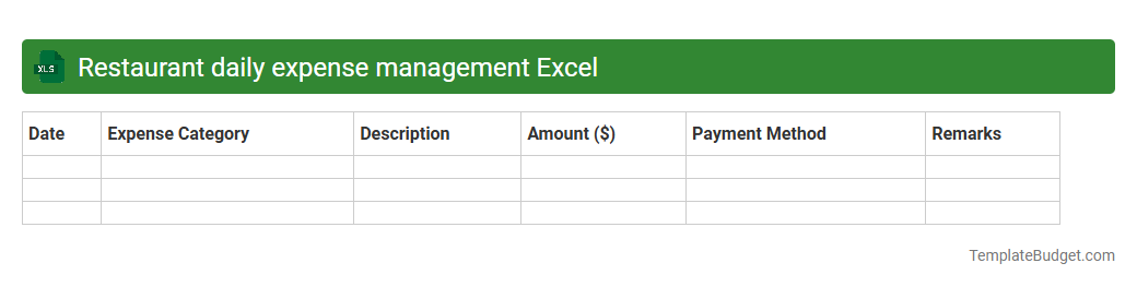 Restaurant daily expense management Excel